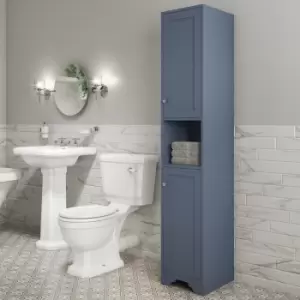 Image of Blue Freestanding Tall Bathroom Cabinet 350mm - Baxenden