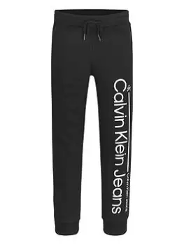 Image of Calvin Klein Jeans Boys Inst. Lined Logo Sweatpants - Black, Size 10 Years