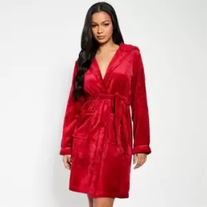 Image of I Saw It First Luxury Fleece Dressing Gown - Red