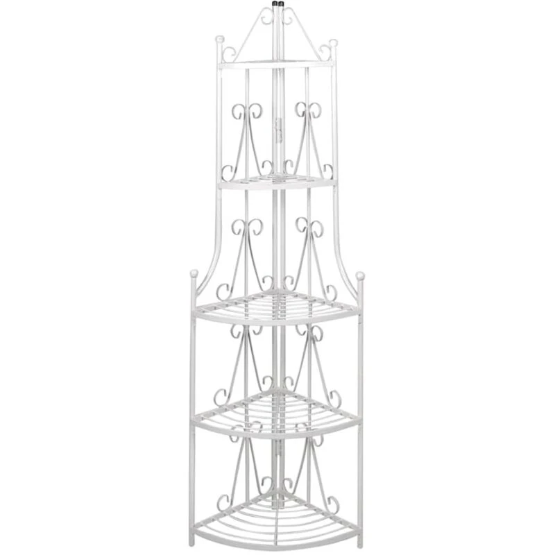 Image of Plant Rack Flower Shelf Garden Pot Storage Shelving White Corner Shop Display