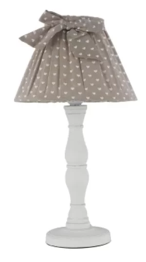 Image of SWEET Table Lamp with Round Tapered Shade Wood, Fabric Lampshade 22x41cm