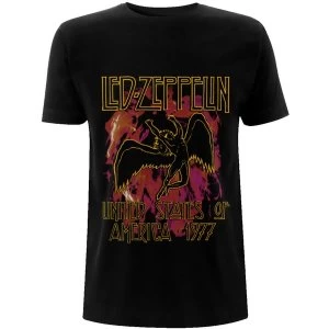 Image of Led Zeppelin - Black Flames Unisex Medium T-Shirt - Black