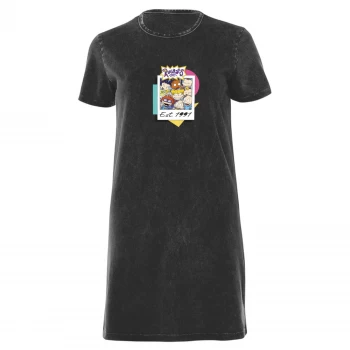 Image of Nickelodeon Rugrats Womens T-Shirt Dress - Black Acid Wash - S - Black Acid Wash