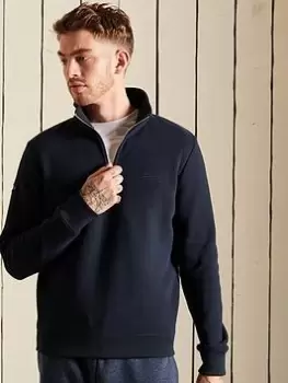 Image of Superdry Vintage Logo Emb 1/4 Zip, Navy Size M Men