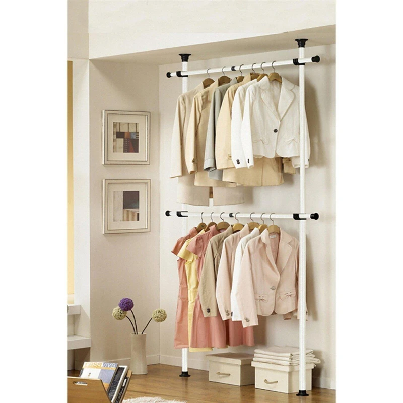 Image of House of Home Single Telescopic Wardrobe Organiser White unisex Single