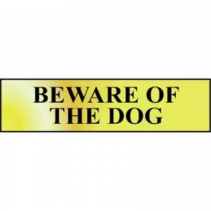 Image of Scan Brass Effect Beware Of The Dog Sign 200mm 50mm Standard