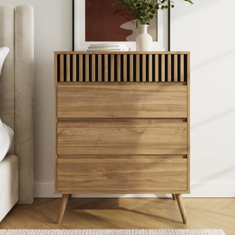 Image of Gfw Rowen 4 Drawer Chest - Fsc Certified Oak/Black WW61H Unisex