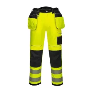 Image of Portwest Mens PW3 Hi-Vis Trousers (32R) (Yellow/Black)
