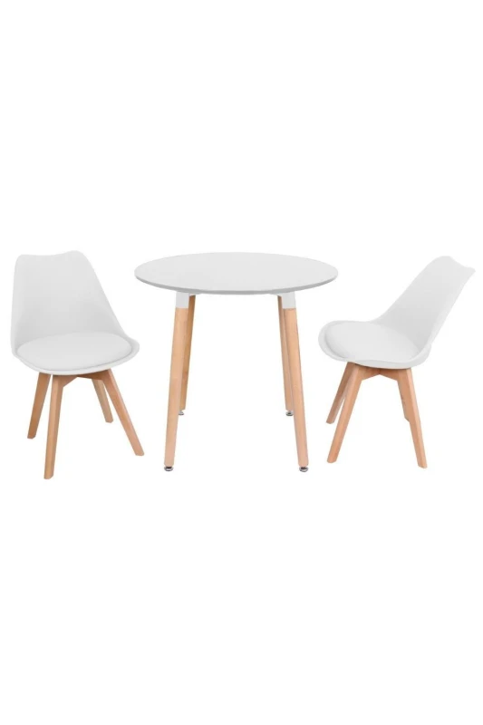 Image of Life Interiors Life Interiors 'Round Lorenzo' Dining Set with a Table and Chairs Set of 2 in White White One Size Unisex 5060926382456