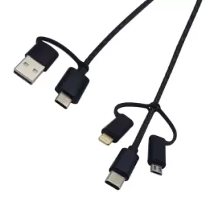 Image of connektgear 1m USB 3 in 1 Charge and Sync Cable Type C and Type A...