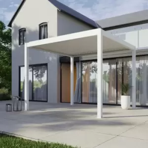 Image of PergoSTET - 3m x 3m Pergola With 3 Drop Sides & LED Lighting - White