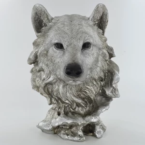 Image of Antique Silver Wolf Head Ornament