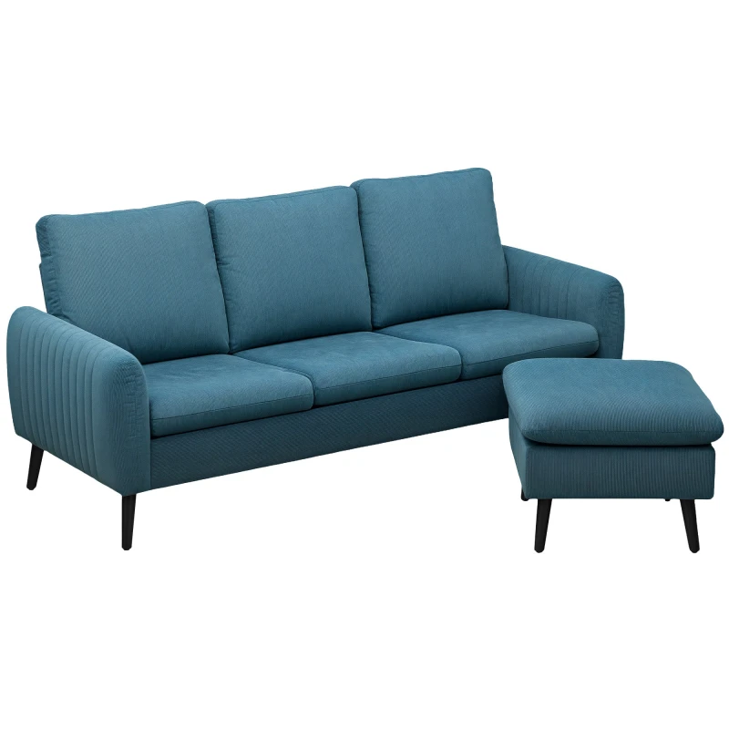 Image of HOMCOM 3 Seater Corner Sofa Couch Settee with Chaise Lounge - Blue TJ Hughes 5063603613942