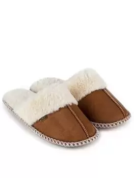 Image of TOTES SUEDETTE MULE SLIPPERS - Chestnut, Size 7-8, Women
