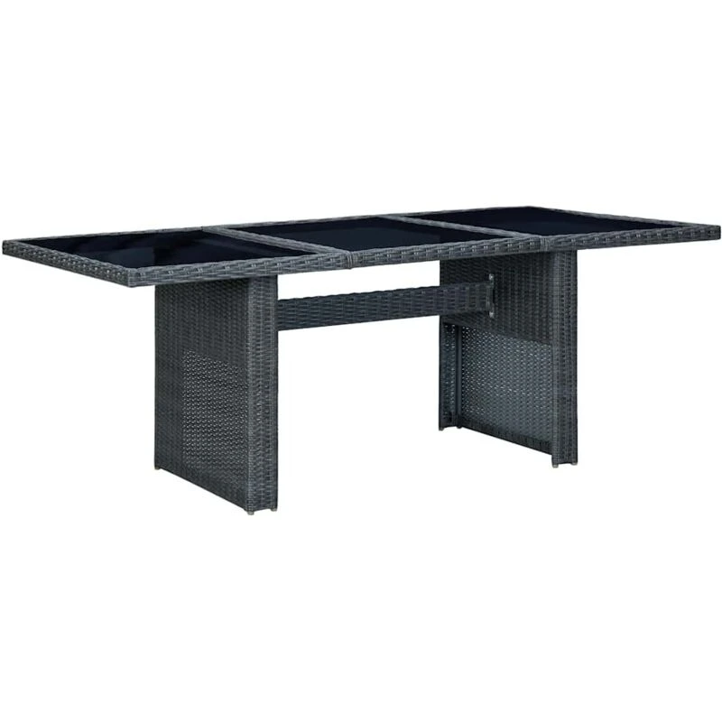 Image of VIDAXL Garden Table Dark Grey Poly Rattan and Tempered Glass Vidaxl 8720286156179