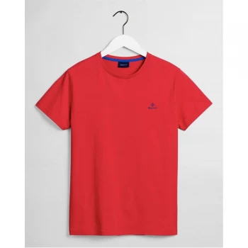 Image of Gant Contrast Logo T Shirt - Red 620