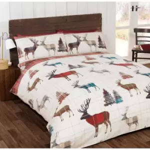 Image of Rapport Home Furnishings Rapport Home Stag Flannelette Duvet Set Multi King
