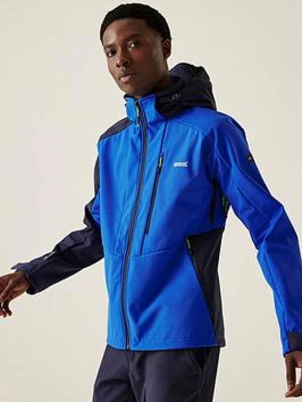 Image of Regatta Mens Hewitts X Full Zip Hooded Softshell Jacket S - Chest 37-38' (94-96.5cm) Olympian Blue Navy RML257-0T2-S