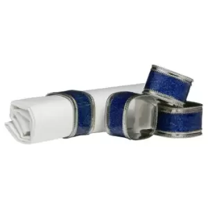 Image of Premier Housewares Set of 4 Napkin Rings - Sapphire Glitter/Nickel Plated