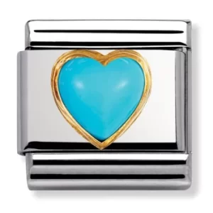 Image of Nomination CLASSIC Gold Turquoise Heart Stones Charm 030501/06