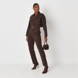 Image of Missguided Branded Denim Coord Mom Jean - Brown