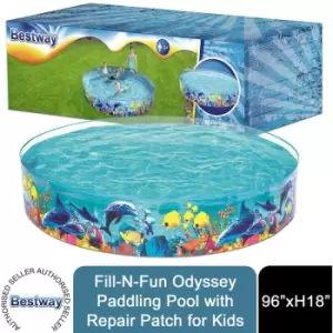 Image of Fill-N-Fun Odyssey Kids Paddling Pool with Repair Patch 96”xН18- Bestway