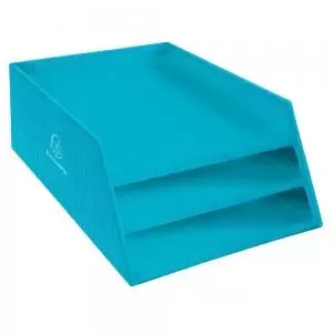 Image of Teksto Letter Tray Cardboard 3 Level Turquoise 13457D 15810EX