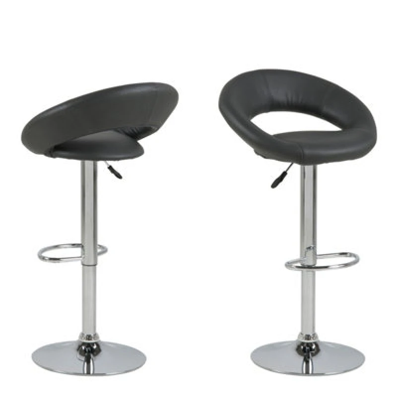 Image of Furniture To Go Plump Dark Grey Swivel Bar Stool with Open Back Dark Grey