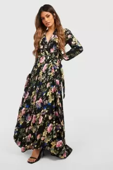 Image of Floral Wrap Belted Maxi Dress