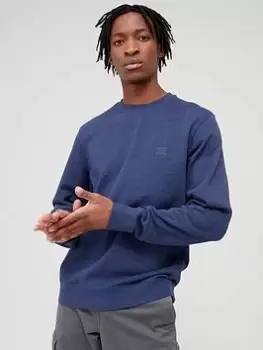 Image of BOSS Westart Crew Neck Sweatshirt - Navy, Size S, Men