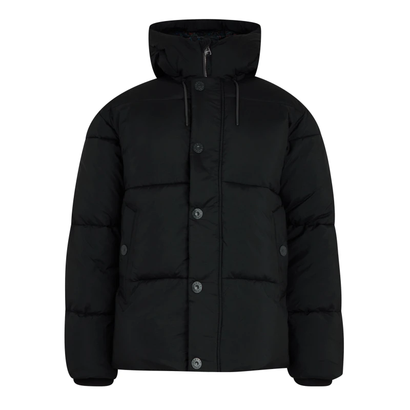 Image of Pretty Green Mens PG Wonderwall Quilted Short Puffer Jacket Black male X Large