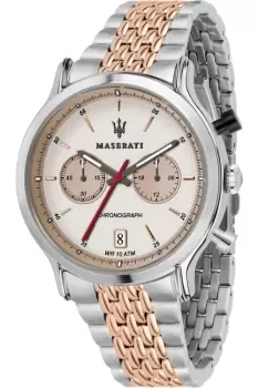 Image of Gents Maserati Legend 42mm Chr Ivory Dia Bracelet Ss+Rg Watch