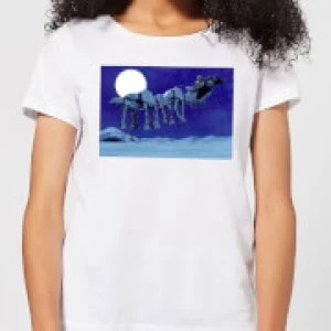 Image of Star Wars AT-AT Darth Vader Sleigh Womens Christmas T-Shirt - White - S