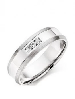 Image of Beaverbrooks 9Ct White Gold Diamond Mens Wedding Ring