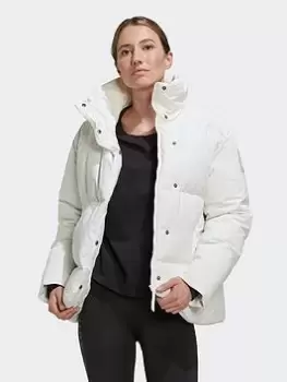 Image of adidas Big Baffle Down Jacket, White, Size XL, Women