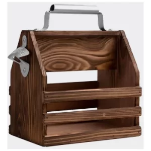 Image of Wooden Bottle Caddy with Opener