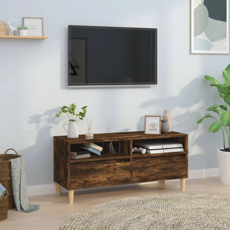 Image of Vidaxl TV Cabinet Smoked Oak 100X34.5X44.5cm Engineered Wood, Brown 831898