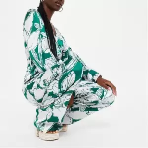 Image of I Saw It First Satin Wrap Tie Waist Jumpsuit - Green