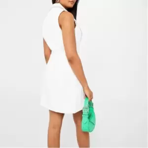 Image of Missguided Sleeveless Tie Waist Blazer Dress - White