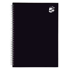 Image of 5 Star Notebook Wirebound Hard Cover Ruled 80gsm A4 Black Pack 5