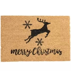 Image of Christmas Coir Door Mat - 60 x 40cm - Reindeer - Nicola Spring