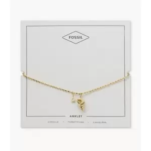 Image of Fossil Womens Drew All Stacked Up Gold-Tone Stainless Steel Chain Anklet - Gold