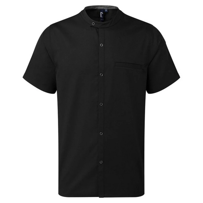 Image of Premier Premier Men Recyclight Short-Sleeved Chef Shirt in Black Size: Medium Black M Male 5063470167555