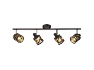 Image of 4 Light Bar Spotlight E14, Oiled Bronze, Polished Chrome, Amber