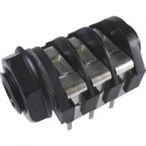 Image of 6.35mm audio jack Socket horizontal mount Number of pins 3 Stereo Black Cliff CL1232A