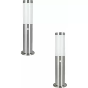 Image of 2 pack IP44 Outdoor Bollard Light & pir Sensor Stainless Steel 450mm Lamp Post