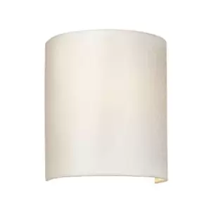 Image of Cooper Small Curved Wall Light Polished Chrome Ivory Faux Silk Shade