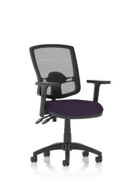 Image of Eclipse Eclipse Plus II Lever Task Operator Chair Mesh Back Deluxe With Bespoke Colour Seat in Tansy Purple With Height Adjustable Arms KCUP1619