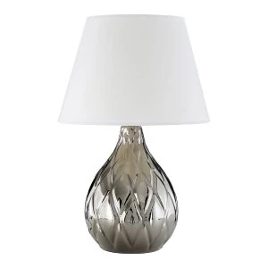 Image of Premier Housewares Hannah Table Lamp in Silver Ceramic with Diamond Detail & White Shade