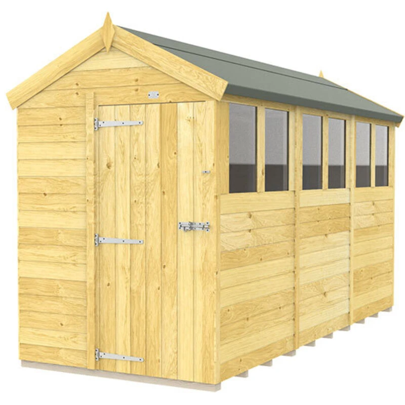 Image of Flat Pack Sheds DIY Sheds 5 x 12 Apex Shed, Brown 5X12AFF